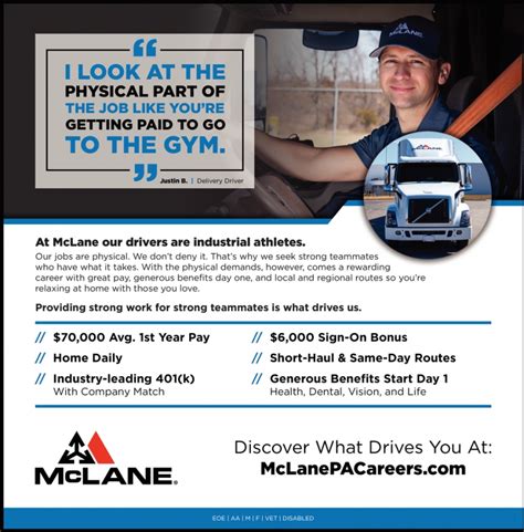 At Mclane Our Drivers Are Industrial Athletes Mclane Co Jessup Pa