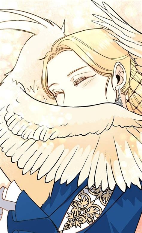 An Anime Character With Large White Wings On Her Face And Chest