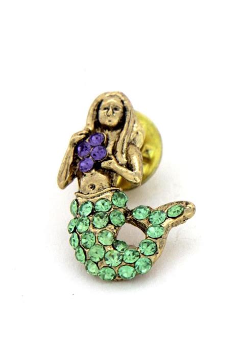 Mermaid Pin Gold Mermaid Pin Peridot Mermaid