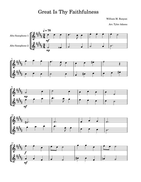 Great Is Thy Faithfulness Alto Sax Duet Arr Tyler Adams By William