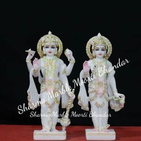 Jaipurcrafts Plain Laxmi Narayan White Marble Statue For Temple Size