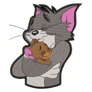 Tom & Jerry hug Embroidery Design 4 Sizes