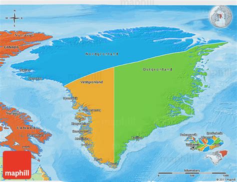 Political 3D Map of Greenland