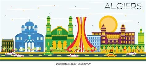 Algiers Skyline Color Buildings Blue Sky Stock Vector (Royalty Free) 750125929 | Shutterstock