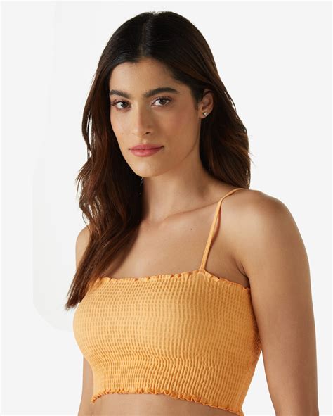 Riachuelo Top Cropped Feminino Al A Fina Lastex Laranja Neon Pool By