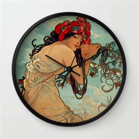 Vintage Dance By Alphonse Mucha Large Clock Artofit