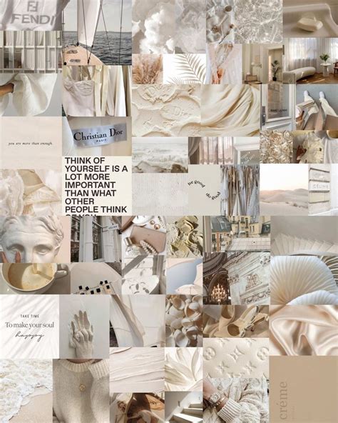 Cream Wall Collage Kit Soft Beige Aesthetic White Aesthetic Digital Prints Aesthetic Room