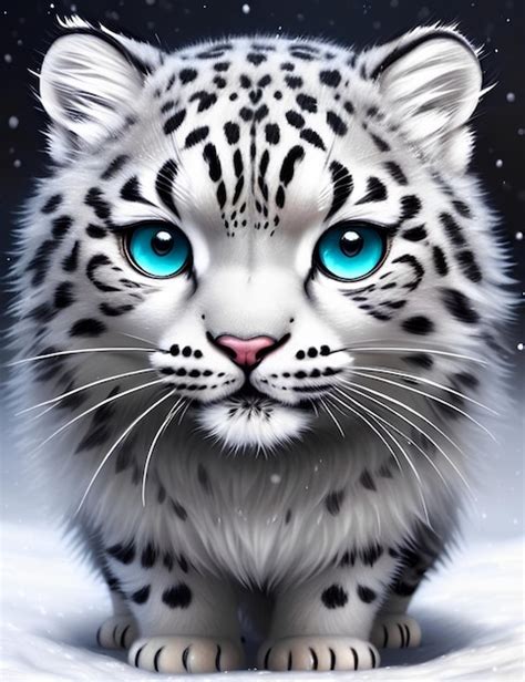 Premium Photo A Snow Leopard With Blue Eyes