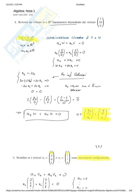 Esercizi Svolti Di Agebra Lineare E Geometria