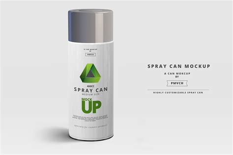 中等尺寸的喷雾罐展示样机 Spray Can Mockup Medium Size Psd 设计小咖