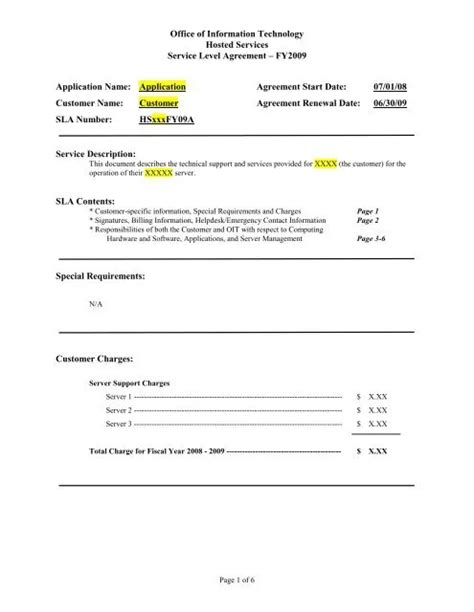 Service Level Agreement Service Level Agreement Definition