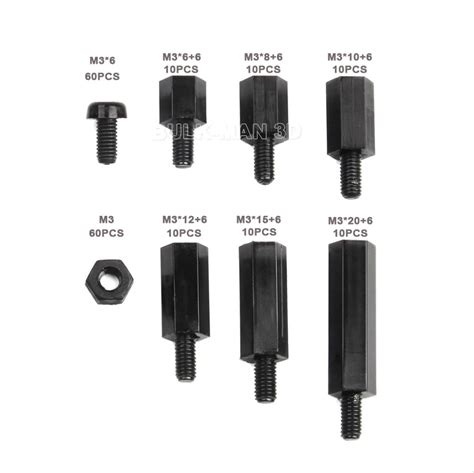 M Nylon Black Hex M F Spacers Piece Set