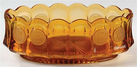 Coin Glass Amber Oval Bowl By Fostoria Replacements Ltd Fostoria