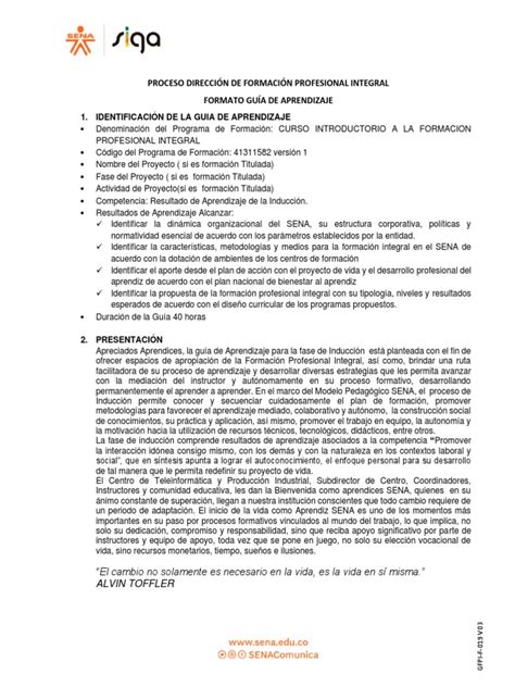 Proceso Dirección De Formación Profesional Integral Formato Guía De