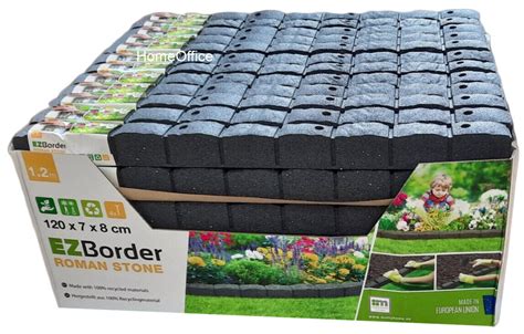 4 8M Garden Flexible Border Edging Recycled Rubber Grey Roman Stone 4