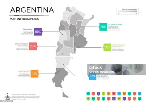 Argentina Map Infographics With Editable Separated Layers Zones Elements And District Area In