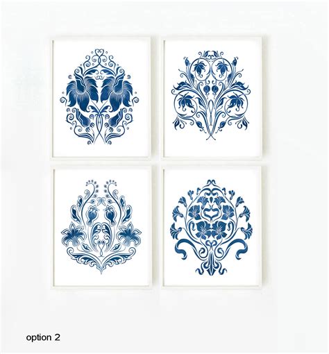 Indigo Wall Art Pattern Wall Art Set of 4 Prints Poster | Etsy