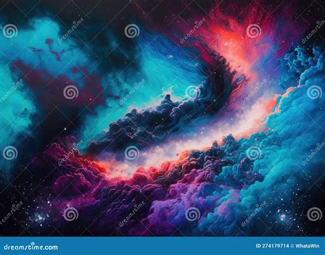 Purple And Blue Nebula With Stars Fantasy Galaxy Generative AI