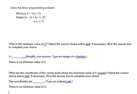 Solved Solve The Linear Programming Problem Minimize