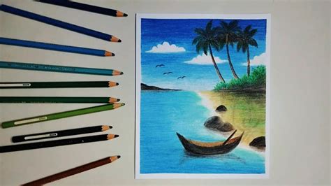 Menggambar Pantai Menggunakan Pensil Warna YouTube