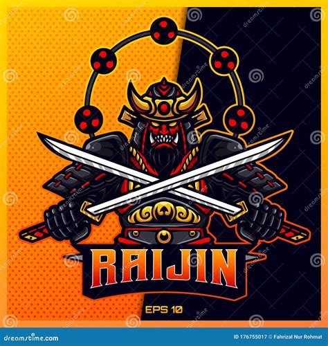 Raijin Gold Samurai Grab Sword Esport And Sport Mascot Logo Design In