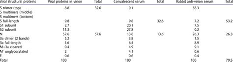 Antigenicity of viral structural proteins. Relative proportions of ...