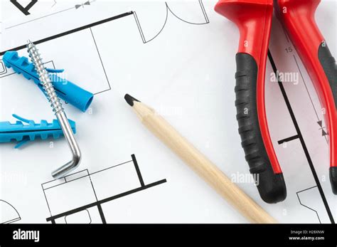 Construction Plan Tools Stock Photo - Alamy