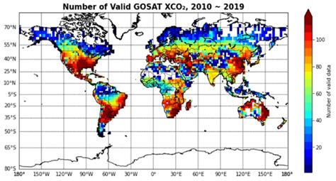 Number Of Valid Gosat Xco Measurements In In Each Grid Cell