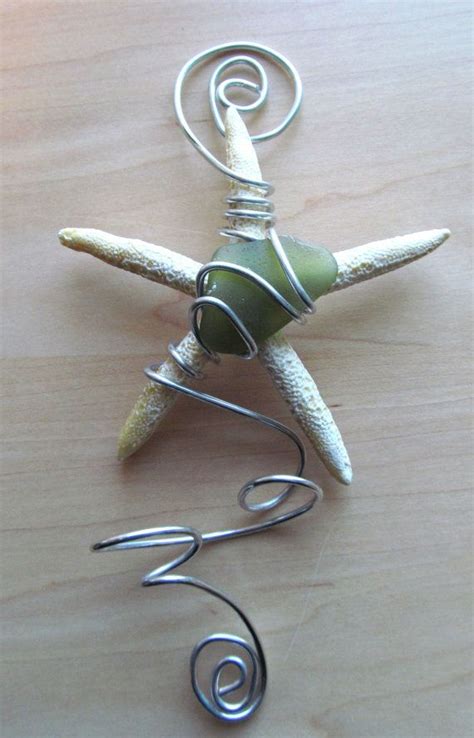 Starfish And Seaglass Ornament And By Wavesseaglassdesigns On Etsy