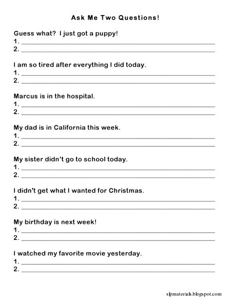 Printable Aphasia Therapy Worksheets