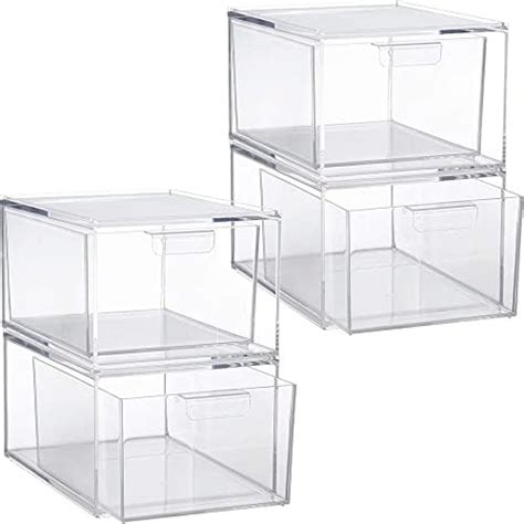 Vtopmart 2 Pack Stackable Makeup Organizer Storage Drawers 4 4 Tall