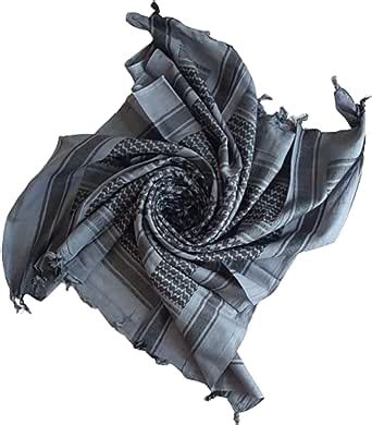 Milspec Surplus Cotton Grey And Black Shemagh Scarf Arab Keffiyeh