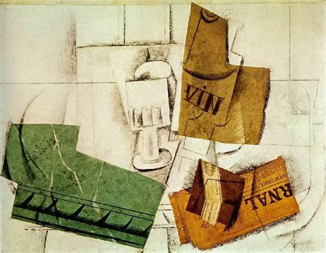 Pablo Picasso Glass Wine Bottle Package Of Tobacco Newspaper 1914