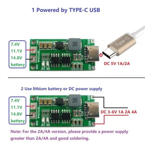 ماژول مبدل ۵ولت TYPE C به شارژر باتری لیتیوم ۲ سل افزاینده ۲ آمپر قم