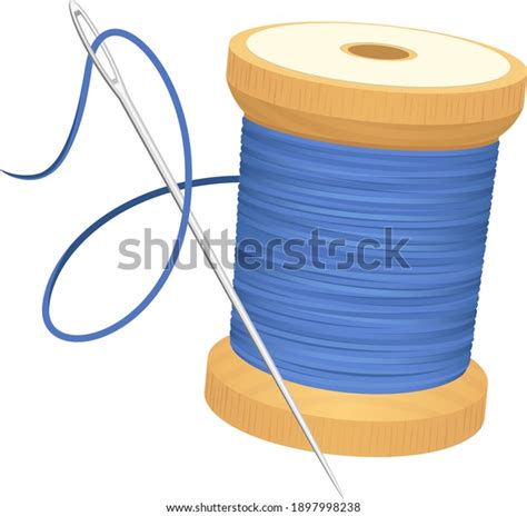 Vector Illustration Spool Blue Thread Sewing Stock Vector (Royalty Free ...