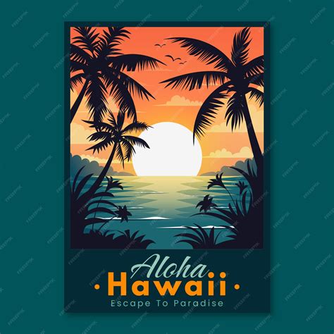 Premium Vector | Hand drawn hawaii holiday poster template