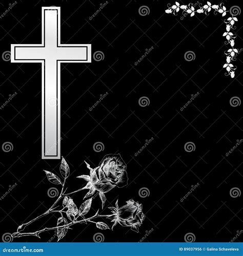 Christening Cross With Gold Lily 1 Vector Illustration Cartoondealer