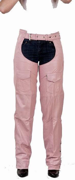 Womens Insulated Pink Leather Motorcycle Chaps