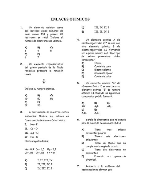 Enlaces Quimicos Dwedwe Enlaces Quimicos Un Elemento Qu Mico