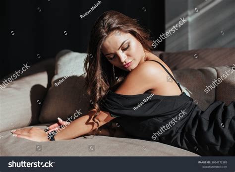 Portrait Sexy Brunette Black Dress On Stock Photo 2054772185 Shutterstock