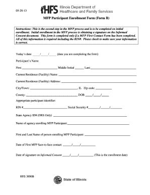 Fillable Online Mfpweb Nursing Uic MFP Participant Enrollment Form Form