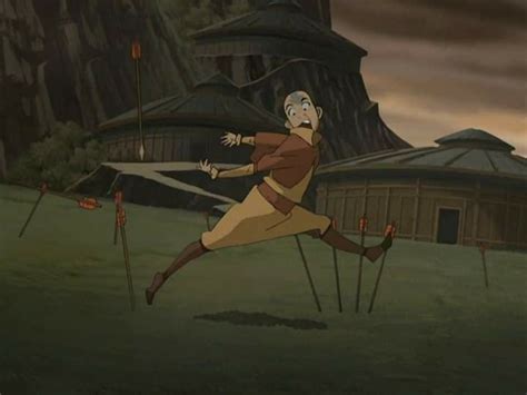 Avatar Aang Evading Arrows Being Fired At Him By The Yuyan Archers In