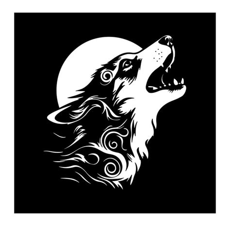 Premium Vector Howling Wolf Silhouette Vector Wolf With Moon