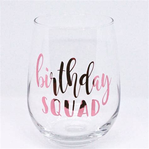 Birthday Squad Glasses Birthday Crew Wine Glasses Birthday Etsy