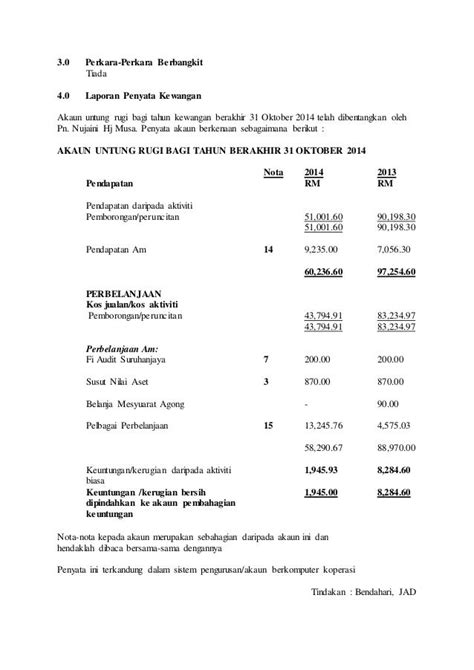 Contoh Penyata Kewangan Koperasi Sekolah My Skripsi