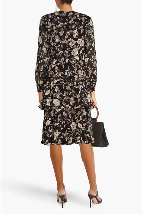 MIKAEL AGHAL Tiered Floral Print Jacquard Midi Dress THE OUTNET