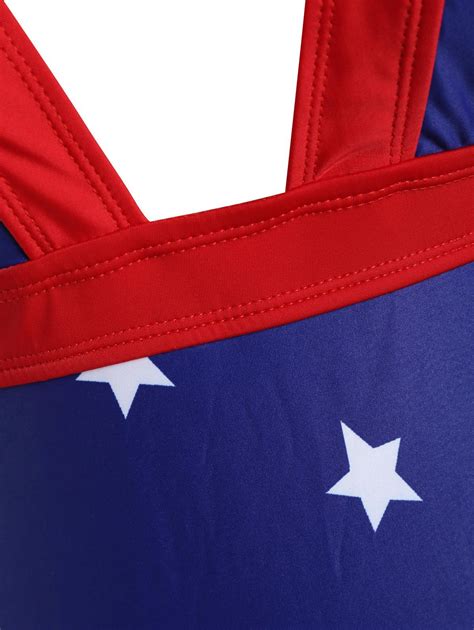 2018 Plus Size Multi Way Patriotic Plunge Star Flag Cheeky One Piece