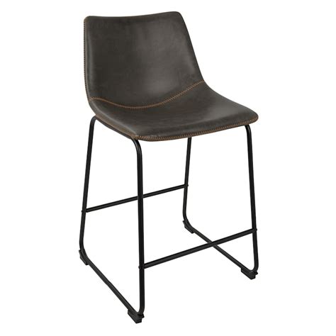 Drake Modern Faux Leather Industrial Counter Stool Dark Grey At Home