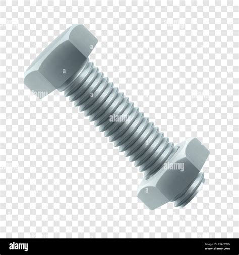 Isometric Vector Illustration Steel Bolt And Hex Nut Isolated On White