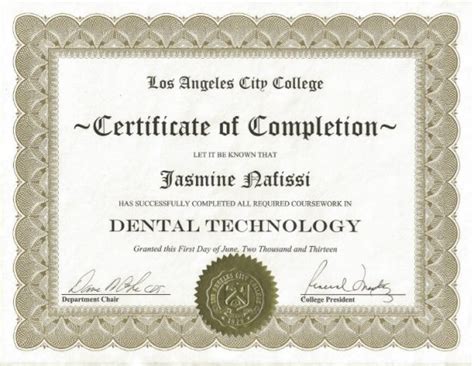 Dental Tech Certificate Nobel Dental Art